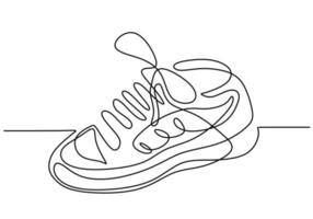 Continuous one line of one sneaker isolated on white background. vector