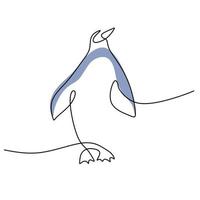 Continuous one line of abstract funny penguin walking poster vector