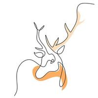 Continuous one line of abstract deer head poster for wallpaper vector
