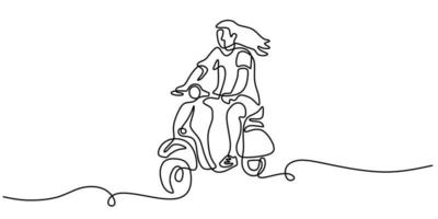 Continuous one single line of man riding motorcycle vector