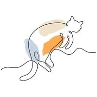 una sola línea continua de lindo gato abstracto durmiendo vector