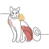 Continuous one single line of abstract cute cat vector