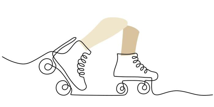 Continuous one single line of leg with ice skating vector