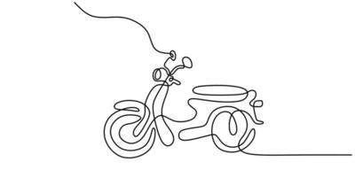 Continuous one single line of vintage motorcycle vector