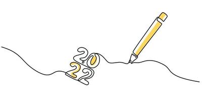 Continuous one line of a 2022 new year text. Chinese New year. vector