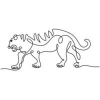 Continuous one line drawing of Tiger sneaking vector