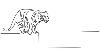 Continuous one line drawing of big Tiger standing vector