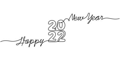 Continuous one line of a 2022 new year text. Chinese New year. vector