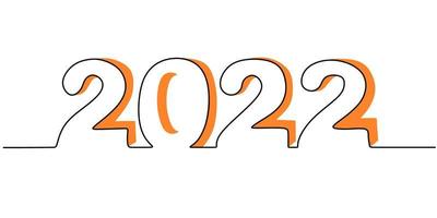 Continuous one line of a 2022 new year text. Chinese New year. vector