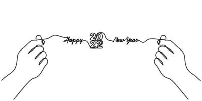 Continuous one line of a 2022 new year text. Chinese New year. vector