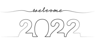 Continuous one line of a 2022 new year text. Chinese New year. vector