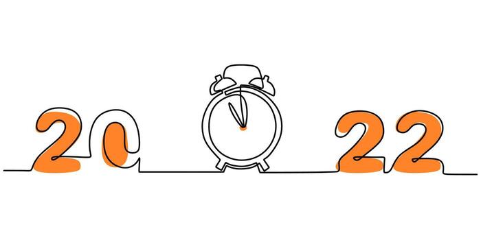 Continuous one line of a 2022 new year text. Chinese New year. vector