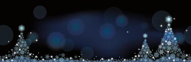 Abstract Blue Winter Seamless Vector Background With Christmas Trees And Text Space. Horizontally Repeatable.