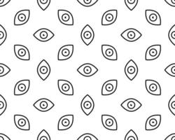 Abstract eyes seamless pattern on white background. Vector illustration. Outline eye icon