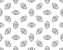 Abstract eyes seamless pattern on white background. Vector illustration. Outline eye icon