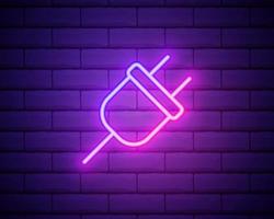 electric plug neon icon. Elements of web set. Simple icon for websites, web design, mobile app, info graphics isolated on brick wall. vector