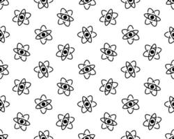 Atom icon seamless pattern on white background. Vector Illustration