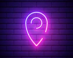 pin neon style icon. Simple thin line, outline vector of web icons for ui and ux, website or mobile application isolated on brick wall