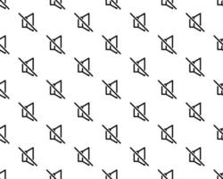 Black line Speaker mute icon isolated seamless pattern on white background. No sound icon. Volume Off symbol. Vector Illustration