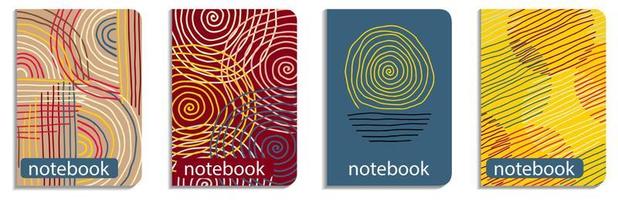 Abstract pattern  covers of diary, scetshpad,  notebooks, notepad, planner. Set page A4 design.  Doodle hand drawn, vector illustration.