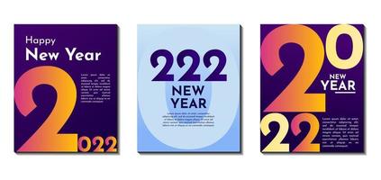 colección de conceptos creativos 2022 feliz año nuevo plantillas de diseño de fondo. perfecto para carteles, pancartas, portadas, tarjetas de felicitación, folletos, publicaciones en redes sociales, etc. vector