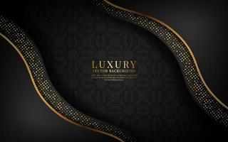 3D black luxury abstract background, overlap layer on dark space with glitter golden dots effect decoration. Modern template element future style for flyer, banner, cover, brochure, or landing page vector