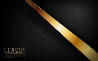 3D black luxury abstract background, overlap layer on dark space with golden solid stripe effect decoration. Modern template element future style for flyer, banner, cover, brochure, or landing page vector