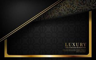 3D black luxury abstract background, overlap layer on dark space with glitter golden dots effect decoration. Modern template element future style for flyer, banner, cover, brochure, or landing page vector