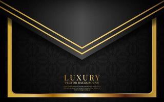 3D black luxury abstract background, overlap layer on dark space with golden stripes effect decoration. Modern template element future style for flyer, banner, cover, brochure, or landing page vector