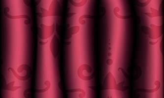 Realistic red patterned fabric curtains. Pattern on drapes. Vector illustration.