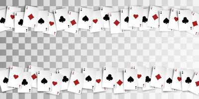 Playing cards on transparent background. Isolated aces of all suits. Vector illustration.