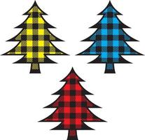 conjunto de árbol de navidad a cuadros vector