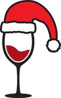 Wine glass with Santa hat vector