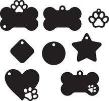 Black dog tags with paws vector