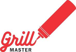 Grill master written with ketchup vector