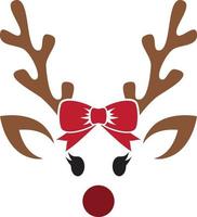 Reindeer Face with bow vector