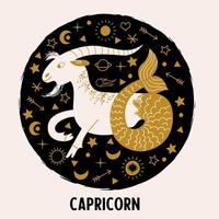 Capricorn is a sign of the zodiac. Horoscope and astrology. Vector illustration in a flat style.