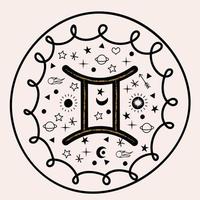 Gemini. Zodiac sign. Constellation of Gemini. Vector illustration in a flat style.
