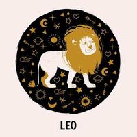 Sign of the zodiac Leo. Constellation of Leo. Vector illustration in flat style.