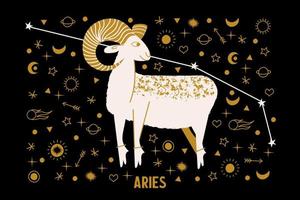 signo del zodíaco aries. horóscopo y astrología. ilustración vectorial en un estilo plano. vector