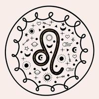 Sign of the zodiac Leo. Constellation of Leo. Vector illustration in flat style.