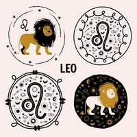 Sign of the zodiac Leo. Constellation of Leo. Vector illustration in flat style.