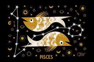 Sign of the Zodiac Pisces. Vector illustration.