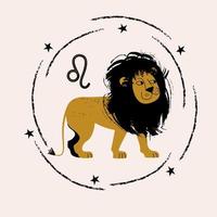 Sign of the zodiac Leo. Constellation of Leo. Vector illustration in flat style.