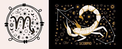 Sign of the zodiac Scorpio. Constellation of the Scorpion. Vector illustration.