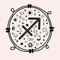 Sagittarius. Zodiac sign. Vector emblems.