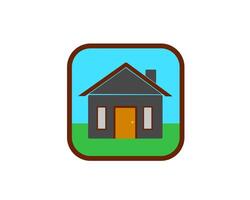 colored house icon, isolated on a square background, free vector