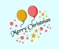 feliz navidad con globo volador decoración diseño simple tarjeta de felicitación navideña vector