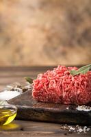 Fresh raw beef minced meat photo