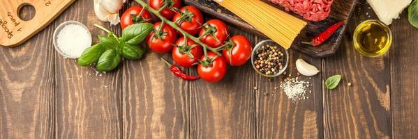 Ingredients for spaghetti Bolognese photo